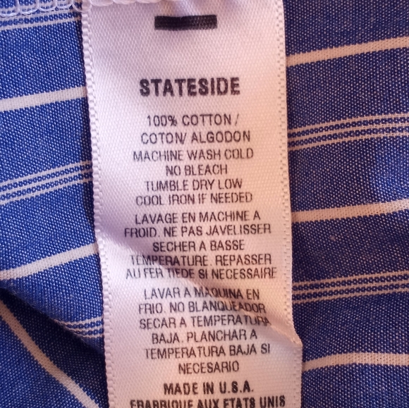 Stateside Cotton Made In USA Coastal Nautical Pinstripe Twist Top Button Up Maxi - Picture 9 of 9